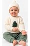 Knitwear Sweater Pine and Deer Embroidered Camisole Pants Knitwear Pompom Hat Oversize Model 3-Piece Unisex Set - 5