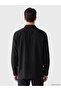 Özmarka New Season Black Regular Fit Linen Look Men's Shirt - 2