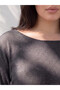 Two Mt Shop Quality Lcw Curve Anthracite Combed Cotton Plain Oval Neck Long Sleeve Women's Blouse - 2