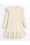 Baby Girl Child Ruffle Ribbed Dress Long Sleeve Casual Stylish Dress %100 Cotton - 2