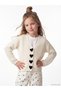 Vizyon New Season Ecru V-Neck Heart Buttoned Girls' Knitwear Cardigan
