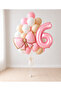-6- Retro Pink Bow Sea Sand Pink White Balloon Bunch