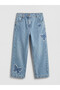 Alita City Lcw Kids Indigo Straight Fit Embroidered Girls' Jean Pants with a Difference - 2