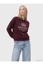 Two Mt Shop Quality Xside Burgundy Polo Collar Embroidered Oversize Women's Sweatshirt - 2