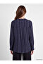 Peak New Season Navy Blue Collared Patterned Blouse - 4
