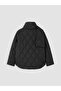 Black Scarf Detailed Quilted Women's Puffer Coat - 6