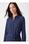 Gencc Quality with Lcw Everyday Navy Blue Plain Standard & Regular Shirt Collar Long Shirt Dress - 2