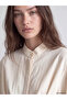 Özmarka New Season Beige High Collar Belted Women's Shirt Tunic - 3