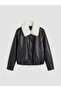Esvab • Modern & Distinctive Fur Roba Collar Women's Leather-Look Coat - 6