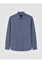 Ozmarka New Season Navy Blue Regular Fit Gabardine Men's Shirt - 5