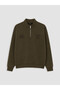 Ozmarka New Season Khaki Stand Collar Printed Men's Sweatshirt
