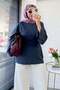 Premium Back-Tie Double Face Blouse - Anthracite - 5