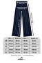 Navy Blue Folded Waist Elastic Flare Spanish Leg Pants, Waist Folded Leggings - 4