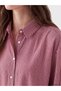 Gencc Quality Lcw Modest Burgundy Striped Poplin Women's Shirt - 3