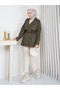 Women's Shoulder and Sleeve Detailed Buttoned Belted Jacket Long Trench Coat - 7
