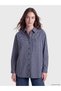 Texx Store Quality Lcw Modest Navy Blue Plaid Oversize Women's Shirt