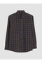 Ozmarka New Season Brown Regular Fit Plaid Men's Shirt