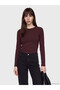 Two Mt Shop Quality Lcw Everyday Plum Combed Cotton Plain Narrow & Slim Long Sleeve Women's Bodysuit
