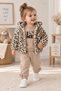 Leopard Fleece Coat, Bow Detail, 3-Piece Winter Set for Baby Girls