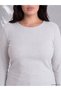 Two Mt Shop Quality Lcw Curve Navy Blue Plain Narrow & Slim Long Sleeve Women's Bodysuit - 2