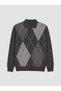 Esvab • Modern & Distinctive Devrik Roba Collar Diamond Embroidered Men's Knitwear Sweater - 6