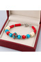 Red Turquoise and Cream Beaded Silver Color Embroidered Stylish Women's Bracelet - 3