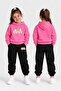 Girls' Hooded Tracksuit Set – Printed Hoodie Sweatshirt and Sweatpants Winter Outfit