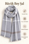 Women's Gray Mink Plaid Oversized Soft Textured Tassel Winter Shawl Scarf – Wide Shoulder Shawl - 5