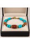 Turquoise Brown Beaded Special Design Women's Bracelet with Antique Gold Detail - 3