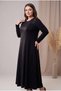 Crew Neck Leather Pattern Paneled Lace Detailed Combed Cotton Fabric Full Length Dress - 3