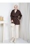 Women's Shoulder and Sleeve Detailed Buttoned Belted Jacket Long Trench Coat - 7