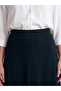Özmarka New Season Navy Blue Elastic Waist Modal Textured Flared Skirt - 3