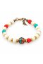 Cream Turquoise Red Beaded Medium Detailed Bohemian Design Women's Bracelet - 2