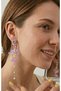 Xuping Purple Tulip Crystal Flower Long Chain Dangle Earrings - Glamorous Non-Tarnish Anti-Allergic Vintage Fadeless Chic Trend Women's Earrings
