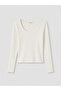 Two Mt Shop Quality Lcw Vision Ecru Ribbed Plain Super Skinny & Extra Slim Long Sleeve Women's Bodysuit - 5
