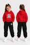 Girls' Hooded Tracksuit Set – Printed Hoodie Sweatshirt and Sweatpants Winter Outfit