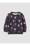 Alita City Farkıyla Mürdüm 3 Threaded Floral Standard & Regular Girls' Sweatshirt