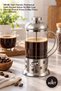 3-Piece Glass French Press with Steel Handles – 350 ml Glass Chamber, Stainless Steel Body Coffee and Herbal Tea Maker, French Press Coffee Press