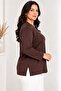 Women's Plus Size 100% Viscose V-Neck Long Sleeve Blouse with Slit Detail - 4