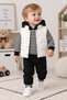 Baby Boy Striped Hooded Sweatshirt, Puffed Vest, Pants 3-Piece Winter Set