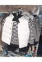 Baby Boy Striped Hooded Sweatshirt, Puffed Vest, Pants 3-Piece Winter Set - 3