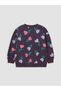 Alita City Farkıyla Mürdüm 3 Threaded Floral Standard & Regular Girls' Sweatshirt - 3