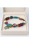 Purple Turquoise Beaded Turtle Figured Antique Gold Detailed Women's Bracelet - 3