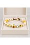 Yellow and White Floral Patterned Beaded Gold Color Detailed Stylish Women's Bracelet - 3