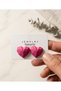 Fuchsia Geometric Heart Stud Earrings Bijouterie Flashy Antiallergic Women's Earrings Gift Models - 3