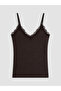 Ozmarka New Season Brown Rope Strap Lace Detailed Women's Undershirt - 6