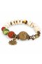 Cream Green Red Beaded Sun Figured Antique Gold Detailed Women's Bracelet - 2