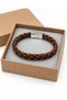 Calviro Russetweft Tobacco Brown Leather Men's Bracelet - Wide Straw Weave - 3