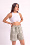 Women's Plaid Drawstring Belted Tie-Up Cotton Regular Fit Shorts with Elastic Waist - 2