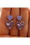 Xuping Lilac Heart Purple Crystal Heart Dangle Earrings - Elegant Non-Tarnish Anti-Allergic Vintage Fadeless Stylish Gift New Season Women's Earrings - 4